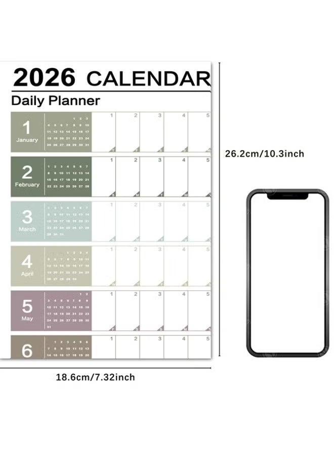 مخطط تقويم 2026، تقويم حائط معلق، جدول يومي سنوي، ملصق تقويم، قائمة مهام، مخطط سنوي للوازم المكتبية - Image 2